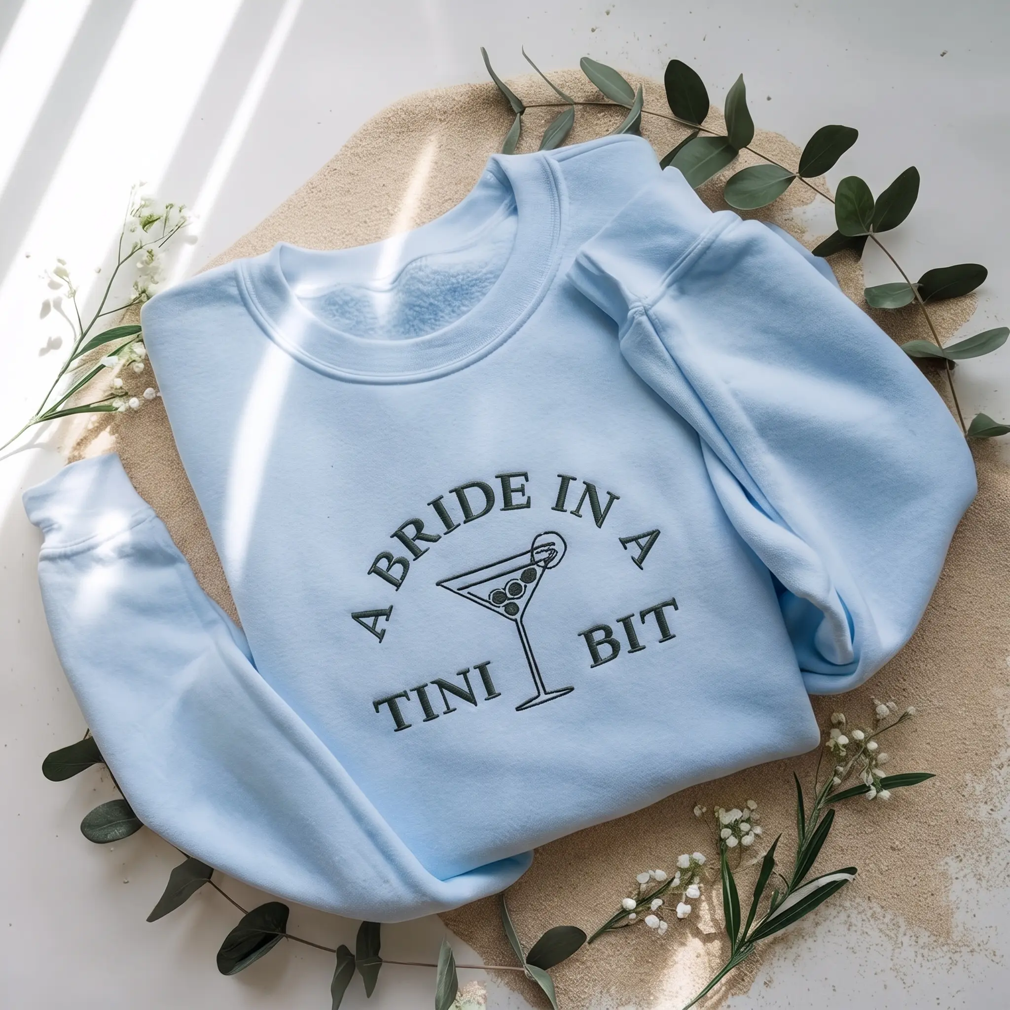 [MADE IN US] EMBROIDERED A Bride in a Tini Bit Custom Bride Sweatshirt, Espresso Martini Themed Future Mrs Shirt, Tini Bit Engaged, Bridal Shower Shirt