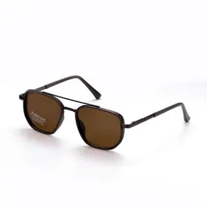 Trendy Geometric Double Beam Polarized Sunglasses for Men Women 2026 Fall Summer Lightweight Durable Retro Square Sunshades Driving Gift for Boyfriend Husband Travel Back to School