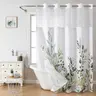 Watercolor plant double-layer shower curtain, waterproof, no hook design for easy installation, country-style bathroom accessory, suitable for hotels, dormitories and home decoration, 72x75in