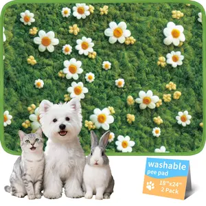 Washable Pee Pads for Dogs, Reusable Puppy Potty Training Pads, Ultra-Absorbent Thick Waterproof Leak-Proof Non-Slip Pads & Mat for Crate, Playpen, Floor, Whelping & Housebreaking reusable training mat