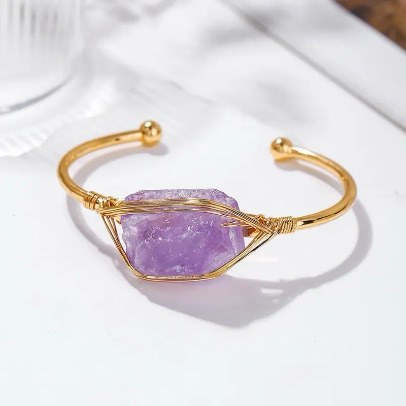 Gold plated copper Amethyst Crystal Bracelet