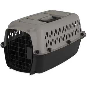Vibrant Life Pet Kennel Large 40" Dog Crate for Pets 70-90 lb, Plastic Travel Carrier in Grey