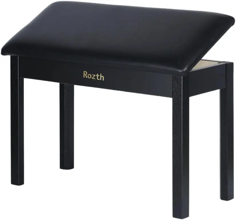 Solid Wood Duet Piano Bench with Storage, Piano Stool with Padded Cushion, Keyboard Bench with Bookcase, Piano Chair and Piano Seat.High-Density Sponges.