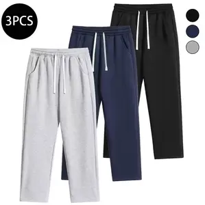 Men's Regular Fit 3PC Solid Color Drawstring Pants Casual Pocket Design Relaxed Fit for All Seasons Street-Style Trousers Everyday Wear Layering Menswear Stylish tiktokshopspringglowup
