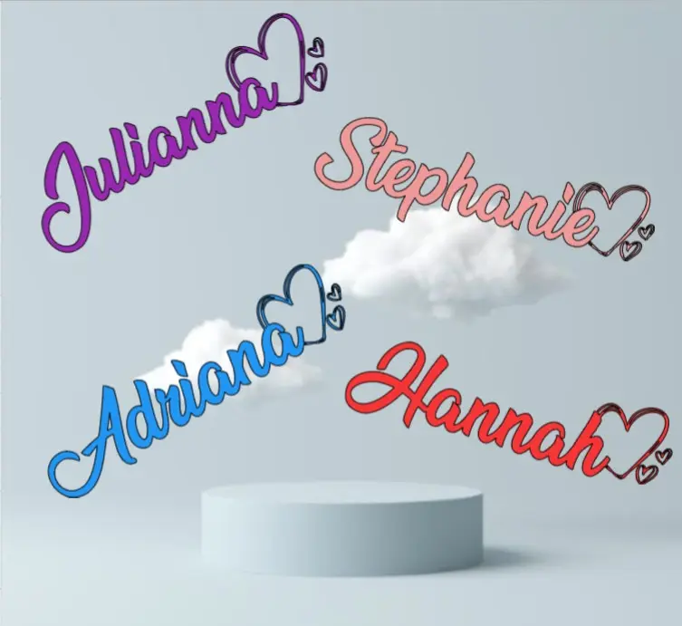 Personalizable, Name with Heart Decal, Message me the name, Vinyl Window Decal for Vehicle Windows Boats RVs Office Desks Laptops Easy to Install, self adhesive, several colors and sizes.