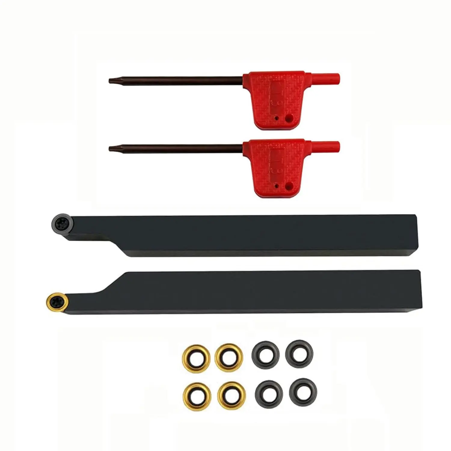 3/8" 1/2" 1010/1212 H06 Lathe Turning & Profiling Tool Holder with RCMT0602 Round Carbide Milling Inserts for Steel Stainless Steel 2pcs holders + 10pcs inserts