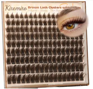 Kiromiro Brown Lash Clusters with Spikes Cluster Eyelash Extensions 10-18mm DIY Eyelash Clusters Wispy 153pcs Individual Lash Extensions Fluffy Cluster Lashes