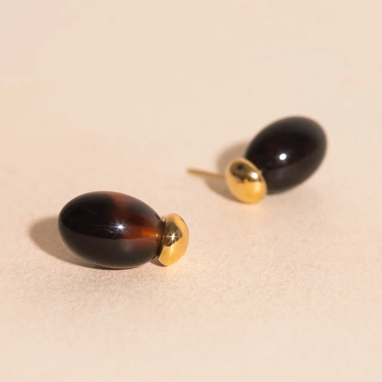 Tortoise Shell Drop Stud Earrings
