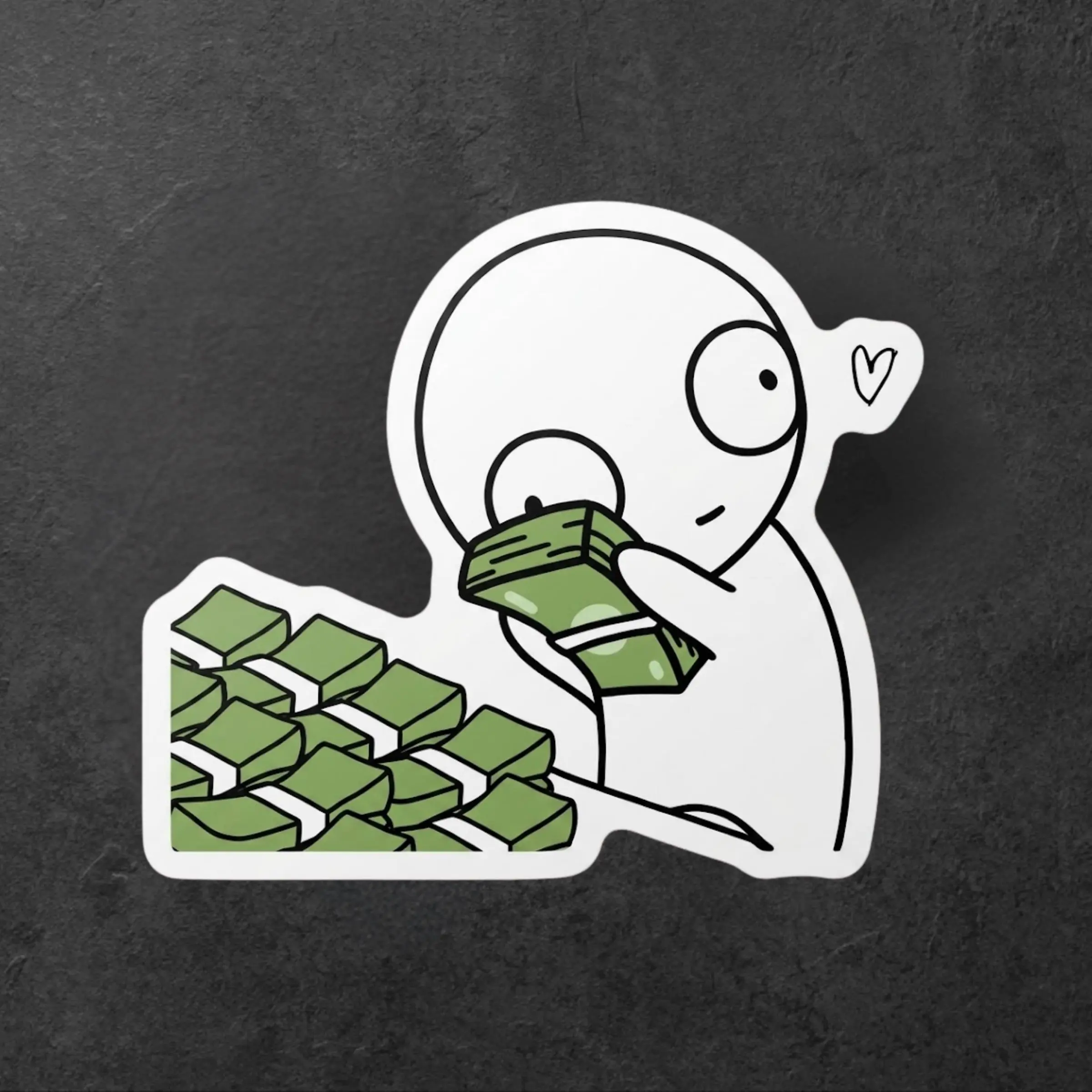 Rich Money Stack Meme Sticker, Cute Cartoon Cash Lover Waterproof Vinyl Decal, Motivational Success Laptop Sticker