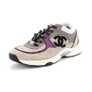 Pre-owned Chanel Women's CC Low-Top Sneakers Suede and Quilted Fabric by Rebag