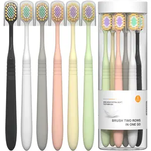 Extra Soft Toothbrush for Adults with Wide Head – Ultra Soft Nano Bristles, Gentle Manual Toothbrush with Cover for Sensitive Teeth and Gums, 6 Pack, Multi-Color, for Travel and Daily Use