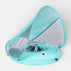 Heccei SelfAir Baby Pool Float with UPF 50+ Canopy, Lightweight Travel-Friendly Infant Water Float for 3-24 Months