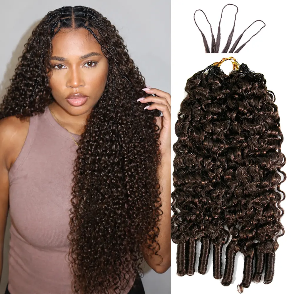 YWIGS #4 Burmese Curly Crochet Human Hair for Miracle Knots #4 Dark Brown Crochet Hair for Boho Braids Water Curly Feather Crochet Hair#4, Miracle Hair Pre-Separated Burmese Curly Crochet Hair Human Hair #backtoschool #backtoschoolshopping