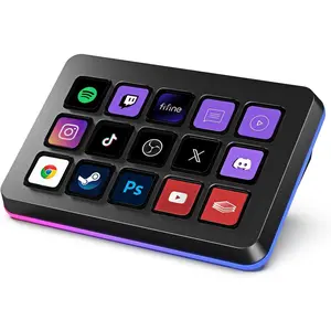 Stream Controller with 15 Macro , Streaming Keyboard with Trigger Actions in OBS/Twitch/YouTube/Streamlabs, Shortcut Buttons Keypad Works with  and PC-D6