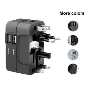 Universal Travel Adapter with Dual USB Type C Ports, Compact All-In-One Plug Converter for Us Eu Uk Australia, Wide Voltage Design