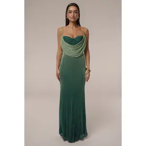 Green Shimmery Nights Maxi Dress
