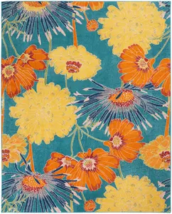 Nourison Home Allur ALR06 Turquoise Multicolor Contemporary Power-loomed Rug