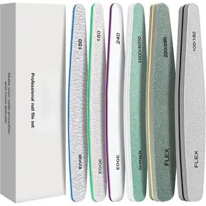 Nail File Nail Buffer, 6 pcs Nail Files and Buffers for Natural Nails, Emery Boards for Nails, Nail Buffer and Shine Kit Nail Filer, Nail Buffer Block 100/180 Grit Nail Files Fingernail Files