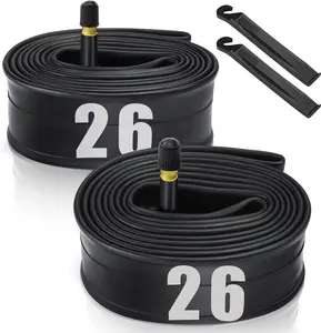 2 Pack 12"/14"/16"/18"/ 20"/ 22"/24"/ 26"/27.5"/28"/29" x1.75/1.95/2.10/2.125 Bicycle Tube with 2 Tire Levers, with 32mm AV Schrader Valve, Inner Tube for /Road/MTB  (2 of One Size)