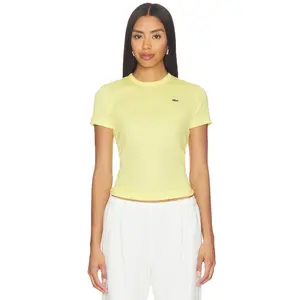 Lacoste Slim Fit Cotes Tee in Yellow