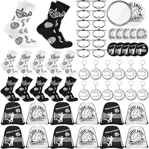 60 Pcs Volleyball Gifts Include Drawstring Bags Socks Keychains Compact Mirrors Volleyball Charm Bracelets Stuff2026