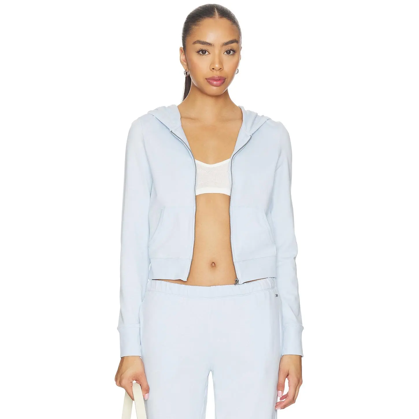 Vuori Halo Mini Fz Hoodie in Soft Sky Heather