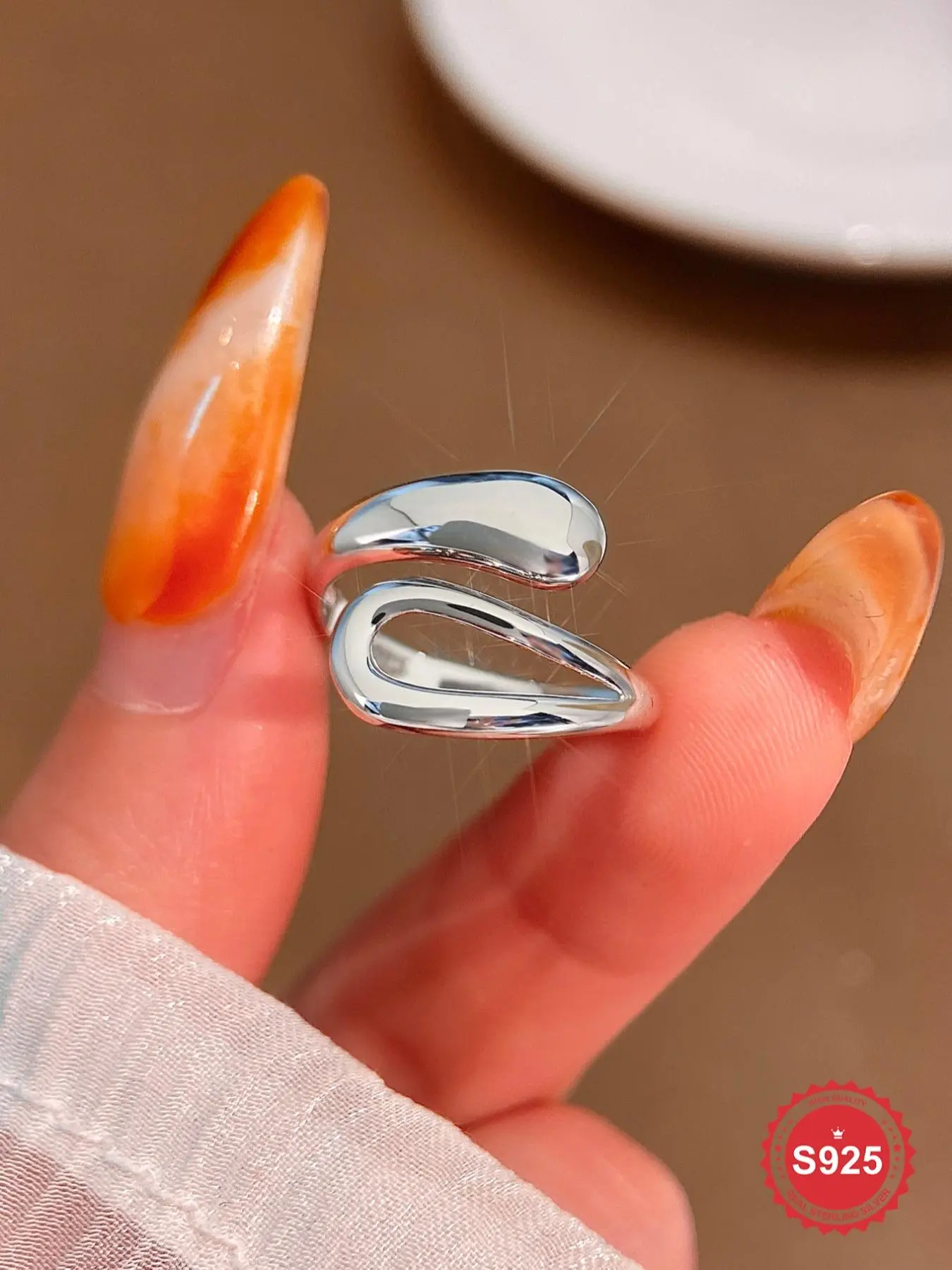 925 Sterling Silver Fashionable Water Drop Design Ring, Adjustable Thumb Ring, Fashion Jewelry Accessories for Women & Girls