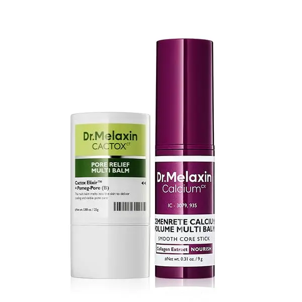 Dr.Melaxin Cactox & Calcium Multi Balm Pore Firming Duo with Cactus Cooling & Eye Care Stick for Visible Pore Refining and Skin Repair