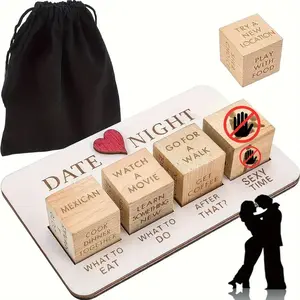 Romantic Decision Game Night Set for Couples, Wooden Dice Adult Dating Challenge, Portable Love Games, Fun Dice Game, Valentine's Day Gift