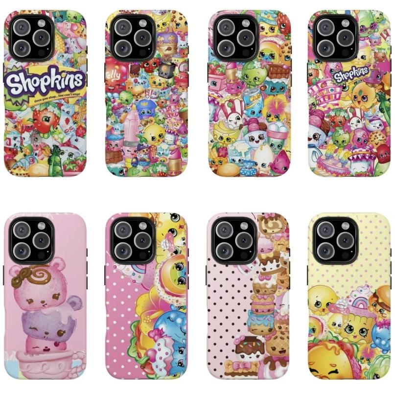 Shopkins cartoon print phone case, suitable foriPhone 11-17 Pro Max/Plus and Samsung GalaxyS23-25.  W9