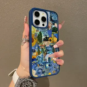 Trendy Magnetic Case for iPhone11/12/13/14/15/16/17/promax Van Gogh Inspired Collage MagSafe Ready, Ultra Thin & Shockproof | Cute Pick for Girls