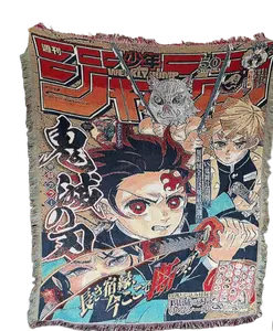 vintage comic anime-style woven tapestry