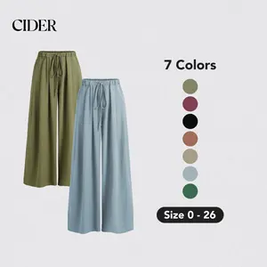 Cider [7 colors, size 0-26] Drawstring Flowy Wide Leg Pants