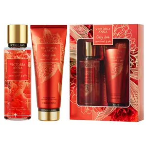 Victoria Anna Christmas Fragrance Care Set with Body Mist,Top Notes: Ambrette and Almond,Heart Notes:Freesia and Tonic Flower,Base Notes:Vanilla, Musk, Tuberose and Tonka Bean,Long-Lasting Scent, Moisturizing Skin, Perfect for Party-Loving Fashionistas