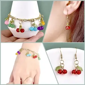 10Pcs/lot Fashion Delicious Red Cherry Keychain Summer Fruit Cherries Pendant Keyring For Women Men Jewelry Bag Accessories Gift