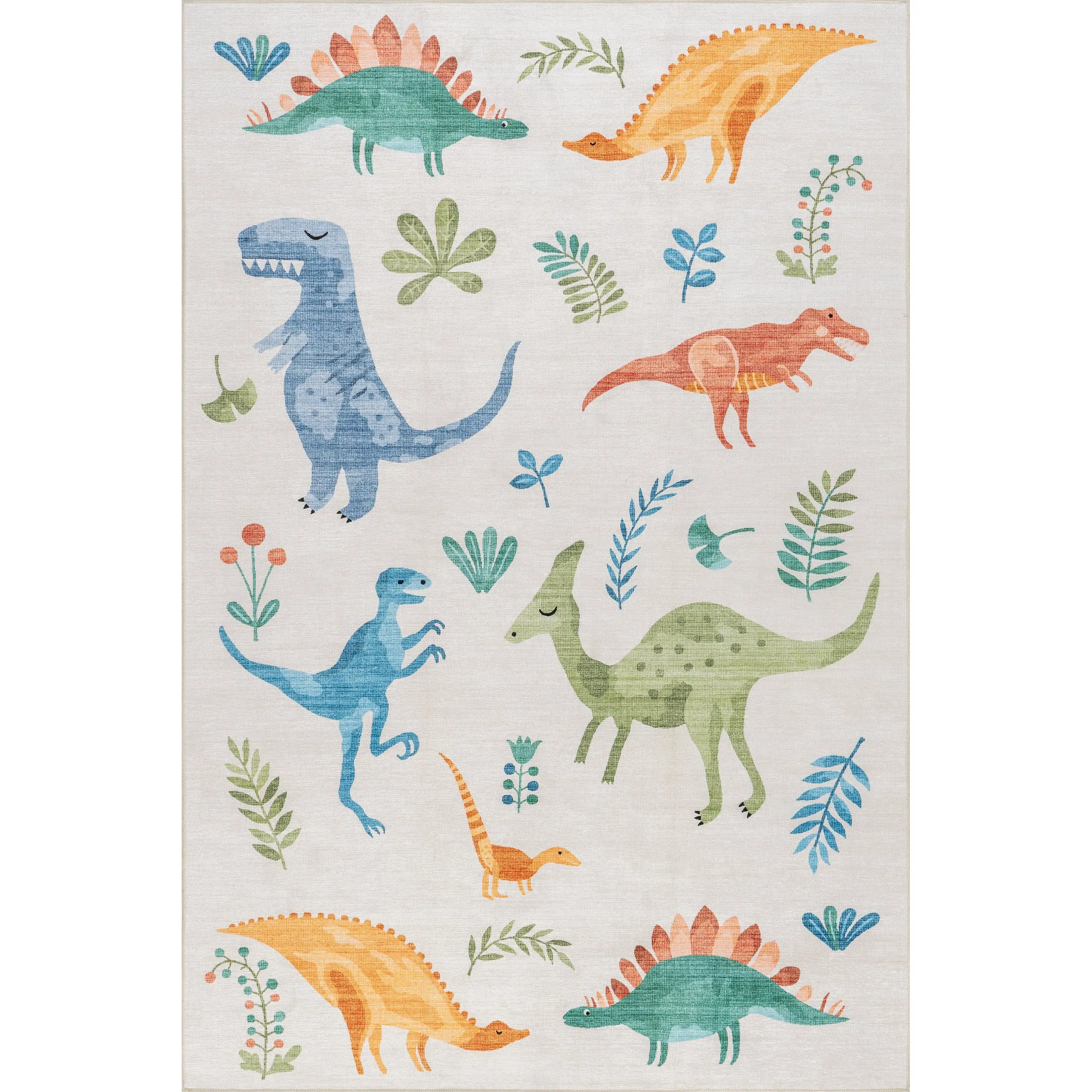 Pavani Dinosaur SplashGuard Machine Washable Kids Area Rug