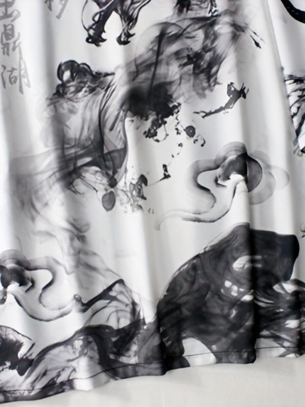 Men's Hanfu Open Front Cardigan, Loose Fit Lightweight Breathable Kimono Style Shirt, Japanese Dragon Print Streetwear Casual Wear