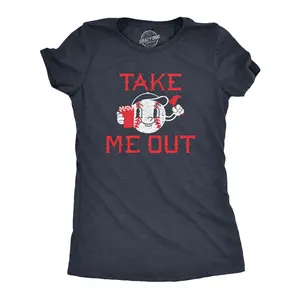 Womens Take Me Out T Shirt Funny Sarcastic Baseball Game Popcorn Graphic Tee for Ladies Funny Womens T Shirts Cute Vintage Fashion Casual Ladies T-Shirt Gift Sarcastic Tops for Women Funny Baseball Top Women's Navy -