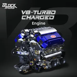 V8 Turbocharged Engine Building Kit - Realistic Car Motor Block Model with Working Piston Movement, Detailed Racing Replica for Car & Engineering Enthusiasts, Perfect for Display & STEM Learning, Viral TikTok Must-Have Automotive Build