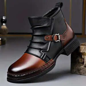Autumn New British Vintage Short Boots with Side Zipper  Biker Boots for Men