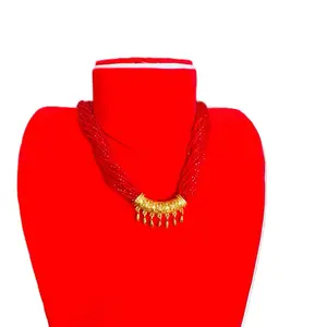 Gold Plated C Tilhari Beaded Statement Necklace, Adorned with Hydro Crystal Beads, Beaded Necklace