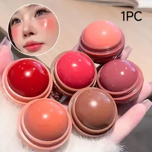 Ball Blush Cream, Korean Matte Cream Blush Stick, Ball Juice Blush, for lips and cheeks, waterproof, rich color return, universal shadow, brightening effect, significantly modifying facial contour effect, Makeup