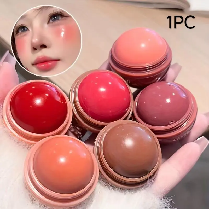 Ball Blush Cream, Korean Matte Cream Blush Stick, Ball Juice Blush, Lip And Cheek Tint, waterproof, rich color return, brightening effect, Glow, modifying facial contour, Everyday Cosmetics Makeup, Everyday Versatile Makeup, Beauty Cosmetics