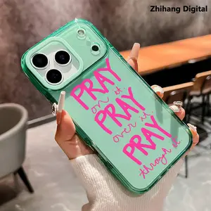 Just Pray Pattern Phone Case for iPhone 17 Pro Max Air 16 Plus 15 14 13 12 11 Non Slip TPU Soft Shell Non-Yellowing Shockproof Clear slim Protective Softcase Rugged Durable Back Cover, Advanced fashion gift