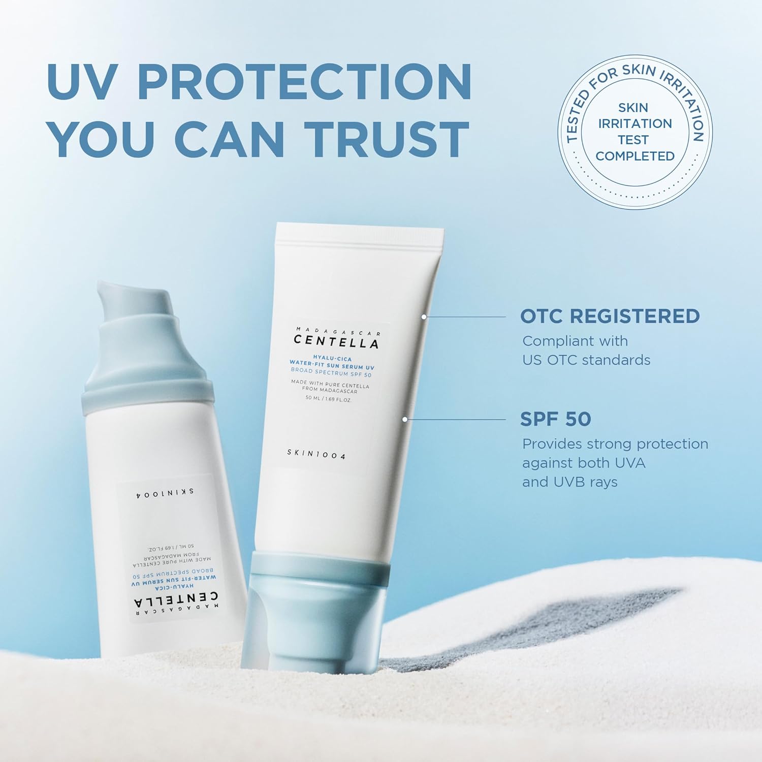 SKIN1004 Centella Hyalu-Cica Water-Fit Sun Serum SPF 50 – Korean Sunscreen with Hyaluronic Acid, Lightweight No White Cast Face Sunscreen, Hydrating UV Protection, Travel Size 1.69 fl oz / 50ml SKIN1004 Centella Hyalu-Cica Water-Fit Sun Serum SPF 50 – Korean Sunscreen with Hyaluronic Acid, Lightweight No White Cast Face Sunscreen, Hydrating UV Protection, Travel Size 1.69 fl oz / 50ml