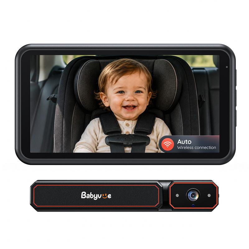 Babyvue BV6 Cordless Digital Car Baby Camera - Easy Installation, 5.2" Screen, HD1080P IR Night Vision, 3X Zoom View for Kids & Parents (Tool Upgrade)