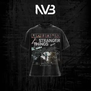 Stranger Things 4 Inspired Graphic Tee | Sci-Fi Horror Movie Fans Gift Vintage Washed T-shirt | Heavyweight Cotton Retro Shirt | Oversized Drop Shoulder TV Series Tee | Grunge Cyber Y2K Streetwear Top Apparel