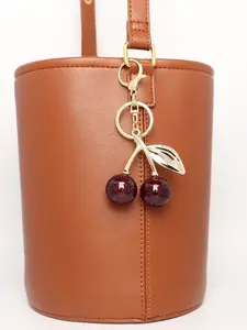 1-piece electroplated cherry keychain pendant, Keychain Charm, acrylic DIY accessory for bags – perfect as a gift for friends during festivals