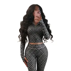 HOODIE Black Polka Dot Color, Buttery-soft fabric, Comfort stretchy waist, Lightweight logo Print, Long Sleeves