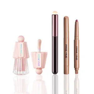 3-Piece Black Friday Xmas Thanksgiving Lip Makeup Combo | Jelly Glitter Lip Oil + Matte Waterproof Lip Liner + Ultra-Dense Blending Brush | Hydrating Long-Wear Seamless K-Beauty Holiday Value Pack Christmas gifts